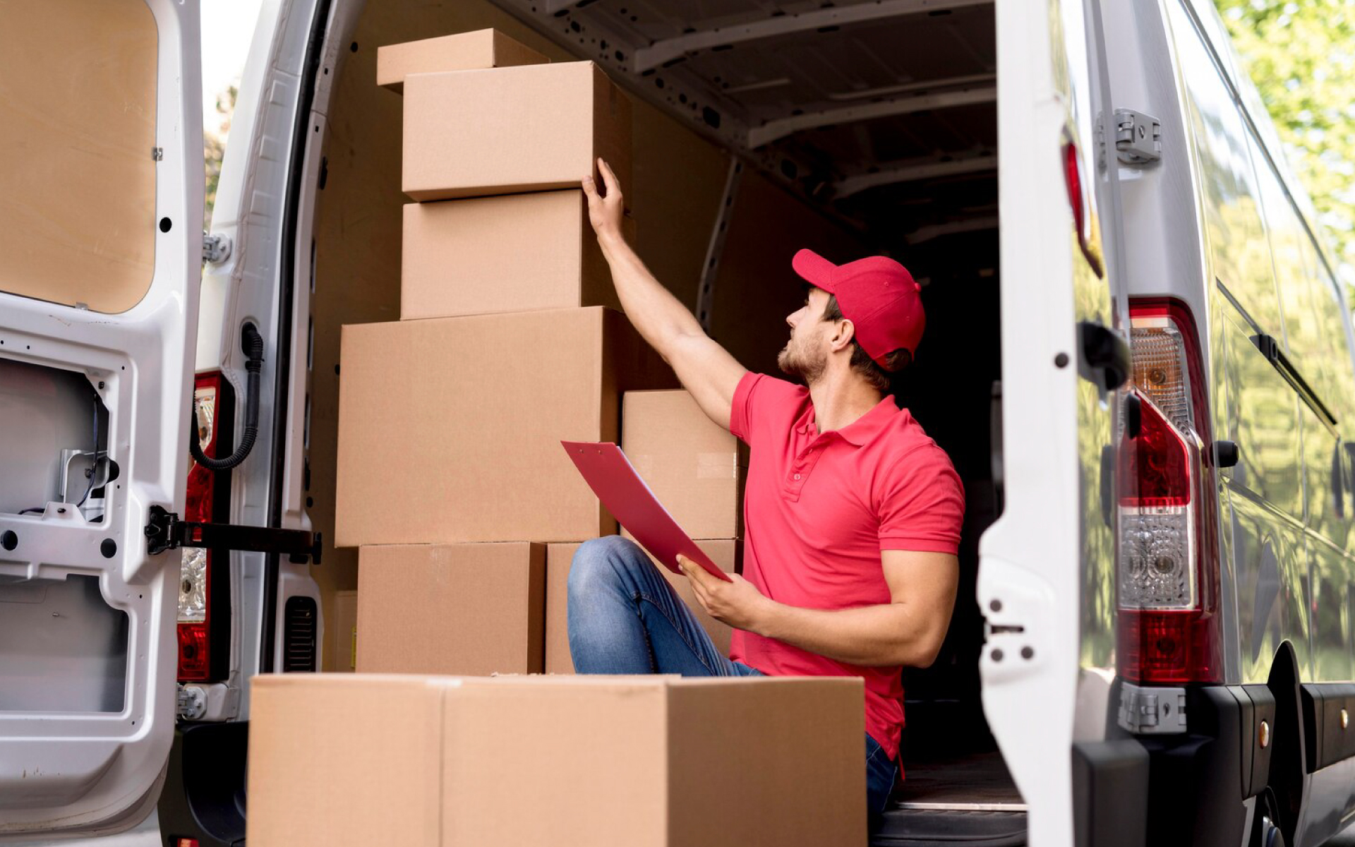 man unloading truck